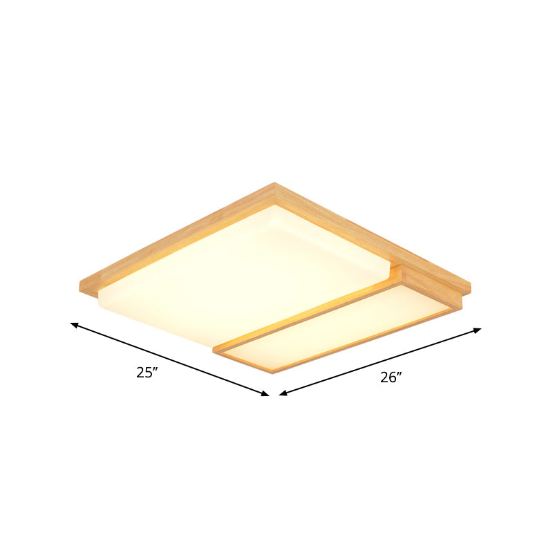 Symmetric Shaped LED Flush Mount Light Simplicity Wooden Beige Ceiling Lamp in Warm/White Light, 17"/33.5"/40.5" Wide Clearhalo 'Ceiling Lights' 'Close To Ceiling Lights' 'Close to ceiling' 'Flush mount' Lighting' 1938098