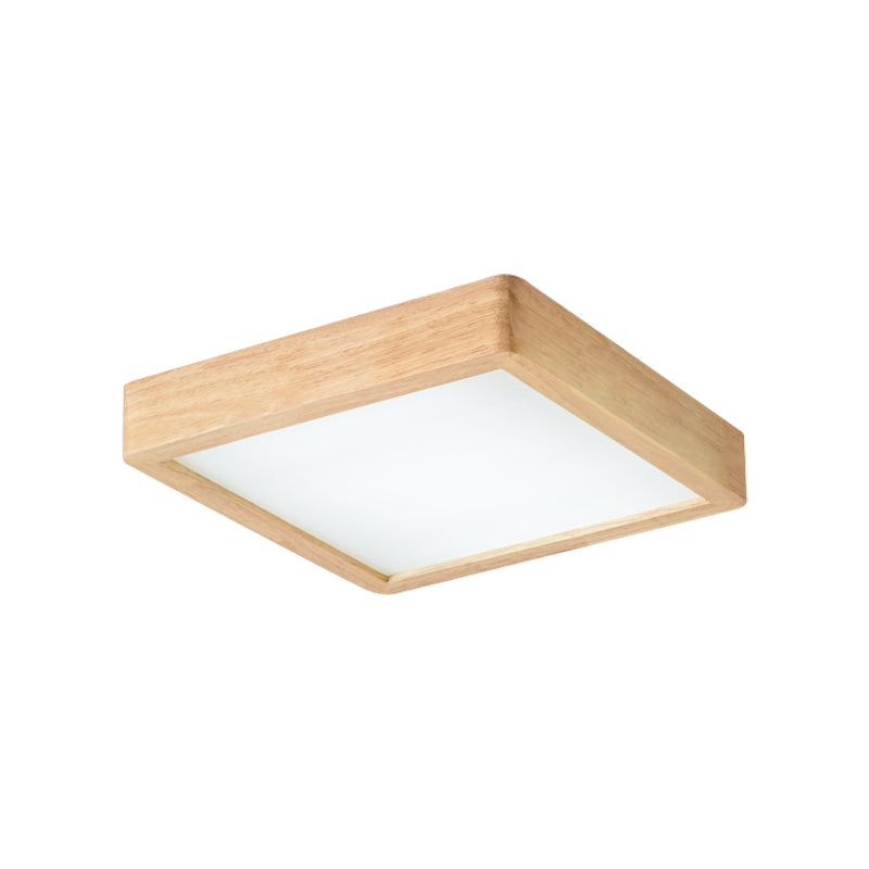 14"/21.5"/37.5" W Nordic LED Ceiling Flush Wood Square/Rectangle/Checkered Flushmount Lighting with Acrylic Shade, Warm/White Light Clearhalo 'Ceiling Lights' 'Close To Ceiling Lights' 'Close to ceiling' 'Flush mount' Lighting' 1938171