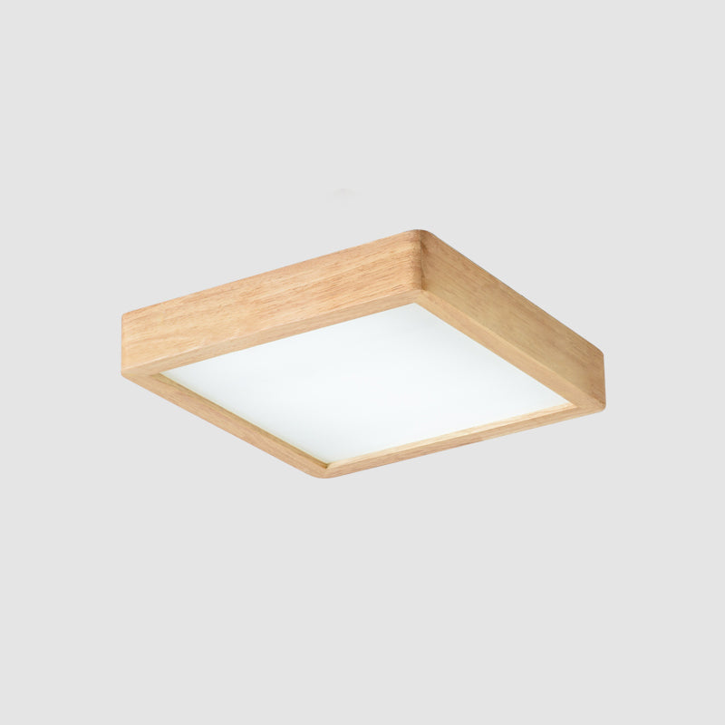 14"/21.5"/37.5" W Nordic LED Ceiling Flush Wood Square/Rectangle/Checkered Flushmount Lighting with Acrylic Shade, Warm/White Light Clearhalo 'Ceiling Lights' 'Close To Ceiling Lights' 'Close to ceiling' 'Flush mount' Lighting' 1938172