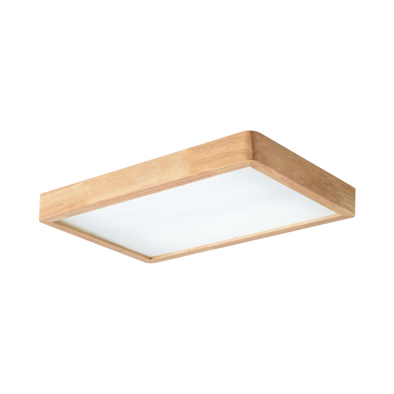 14"/21.5"/37.5" W Nordic LED Ceiling Flush Wood Square/Rectangle/Checkered Flushmount Lighting with Acrylic Shade, Warm/White Light Clearhalo 'Ceiling Lights' 'Close To Ceiling Lights' 'Close to ceiling' 'Flush mount' Lighting' 1938175