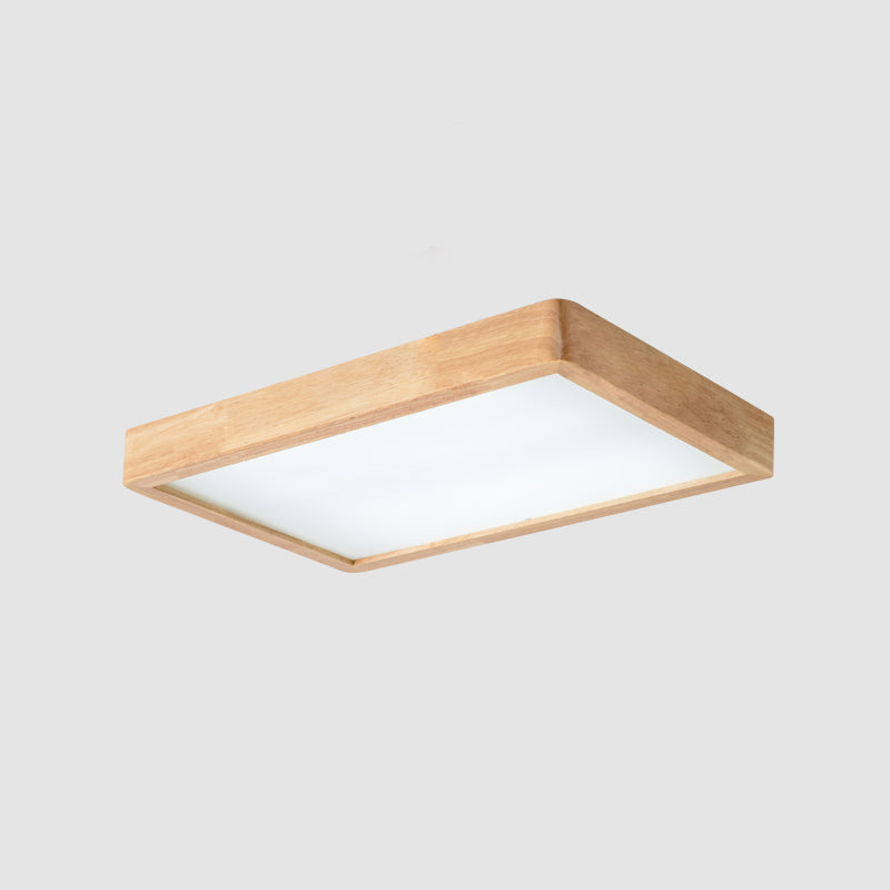 14"/21.5"/37.5" W Nordic LED Ceiling Flush Wood Square/Rectangle/Checkered Flushmount Lighting with Acrylic Shade, Warm/White Light Clearhalo 'Ceiling Lights' 'Close To Ceiling Lights' 'Close to ceiling' 'Flush mount' Lighting' 1938176