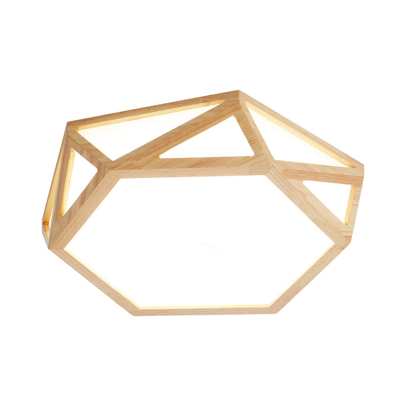 Diamond/Geometric Bedroom Ceiling Light Acrylic 16"/23.5" Wide LED Nordic Flush Mount Lighting Fixture in Wood Clearhalo 'Ceiling Lights' 'Close To Ceiling Lights' 'Close to ceiling' 'Flush mount' Lighting' 1938181