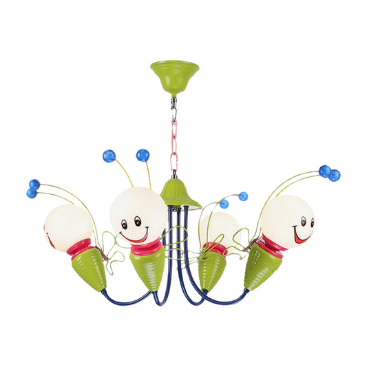 Little Caterpillar Kindergarten Chandelier Metal Cartoon Hanging Light in Green Clearhalo 'Ceiling Lights' 'Chandeliers' Lighting' options 193818