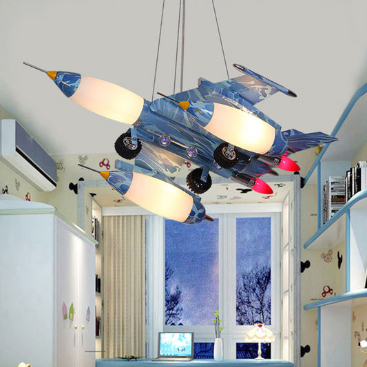 Cool Fighter Airplane Chandelier Modern Metal Hanging Light in Blue for Nursing Room Clearhalo 'Ceiling Lights' 'Chandeliers' Lighting' options 193835