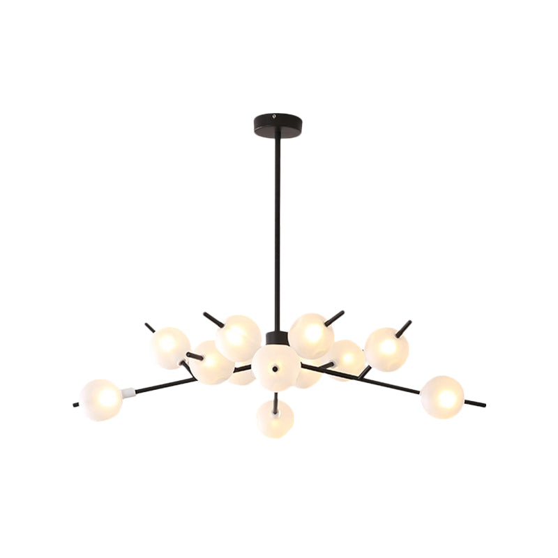 Modern Branch Chandelier Lamp Metal 9/12 Bulbs Bedroom Suspension Light in Black/Gold with Ball Acrylic Shade Insert Clearhalo 'Ceiling Lights' 'Chandeliers' 'Modern Chandeliers' 'Modern' Lighting' 1938444