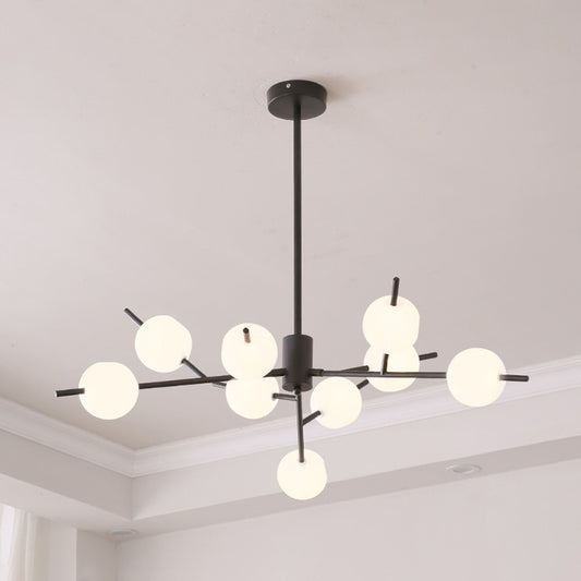 Modern Branch Chandelier Lamp Metal 9/12 Bulbs Bedroom Suspension Light in Black/Gold with Ball Acrylic Shade Insert Clearhalo 'Ceiling Lights' 'Chandeliers' 'Modern Chandeliers' 'Modern' Lighting' 1938447