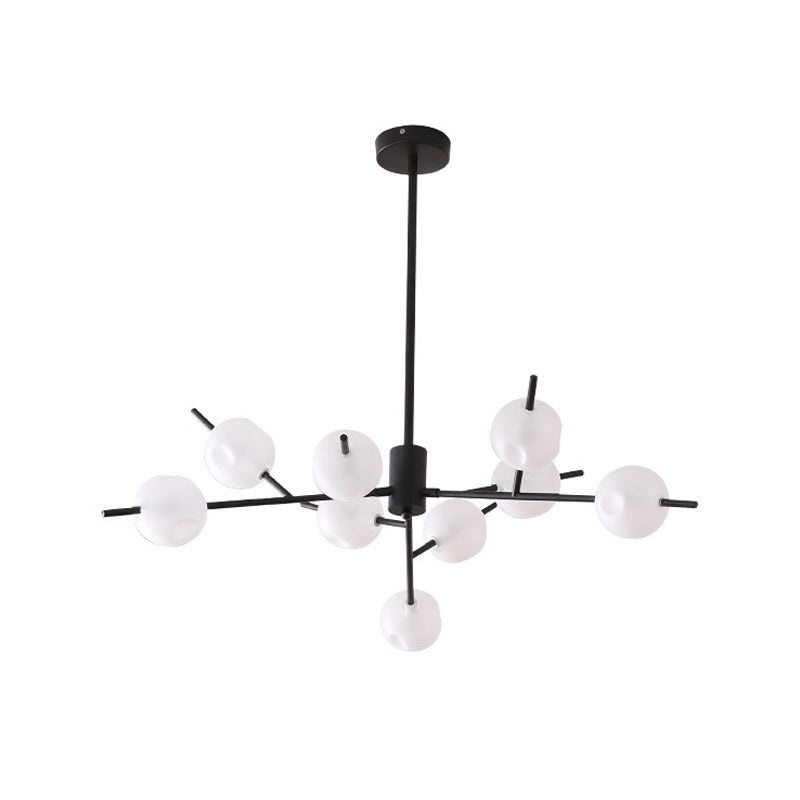 Modern Branch Chandelier Lamp Metal 9/12 Bulbs Bedroom Suspension Light in Black/Gold with Ball Acrylic Shade Insert Clearhalo 'Ceiling Lights' 'Chandeliers' 'Modern Chandeliers' 'Modern' Lighting' 1938448