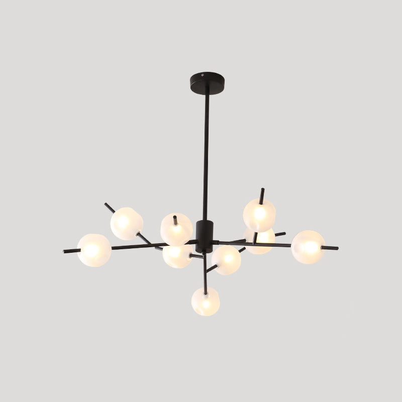 Modern Branch Chandelier Lamp Metal 9/12 Bulbs Bedroom Suspension Light in Black/Gold with Ball Acrylic Shade Insert Clearhalo 'Ceiling Lights' 'Chandeliers' 'Modern Chandeliers' 'Modern' Lighting' 1938449