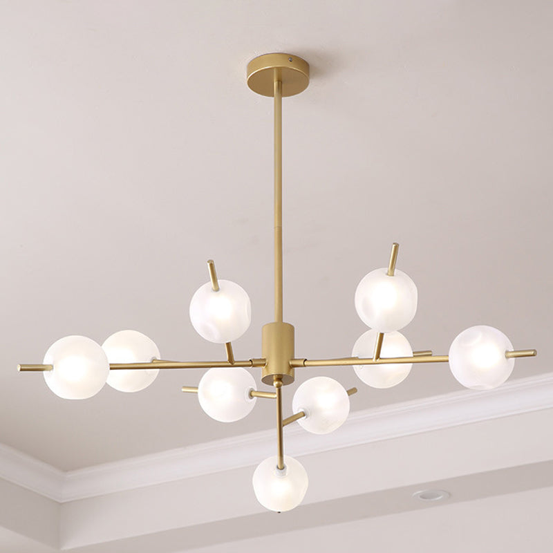 Modern Branch Chandelier Lamp Metal 9/12 Bulbs Bedroom Suspension Light in Black/Gold with Ball Acrylic Shade Insert 9 Gold Clearhalo 'Ceiling Lights' 'Chandeliers' 'Modern Chandeliers' 'Modern' Lighting' 1938451