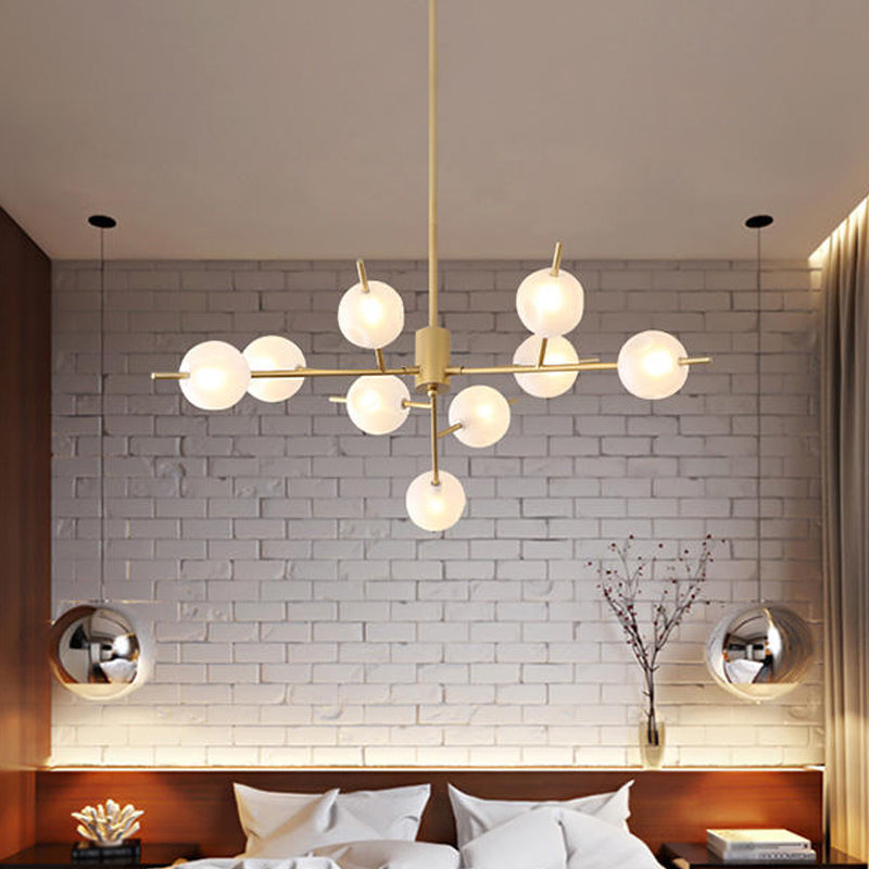 Modern Branch Chandelier Lamp Metal 9/12 Bulbs Bedroom Suspension Light in Black/Gold with Ball Acrylic Shade Insert Clearhalo 'Ceiling Lights' 'Chandeliers' 'Modern Chandeliers' 'Modern' Lighting' 1938452