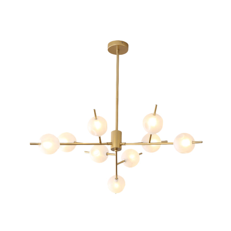 Modern Branch Chandelier Lamp Metal 9/12 Bulbs Bedroom Suspension Light in Black/Gold with Ball Acrylic Shade Insert Clearhalo 'Ceiling Lights' 'Chandeliers' 'Modern Chandeliers' 'Modern' Lighting' 1938453