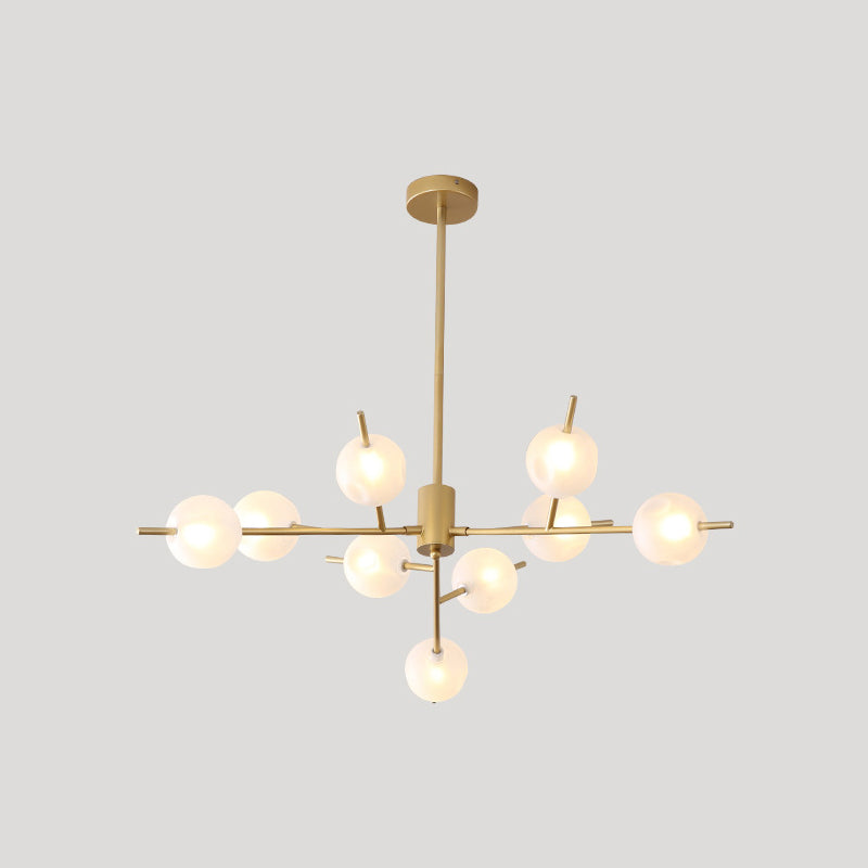 Modern Branch Chandelier Lamp Metal 9/12 Bulbs Bedroom Suspension Light in Black/Gold with Ball Acrylic Shade Insert Clearhalo 'Ceiling Lights' 'Chandeliers' 'Modern Chandeliers' 'Modern' Lighting' 1938454
