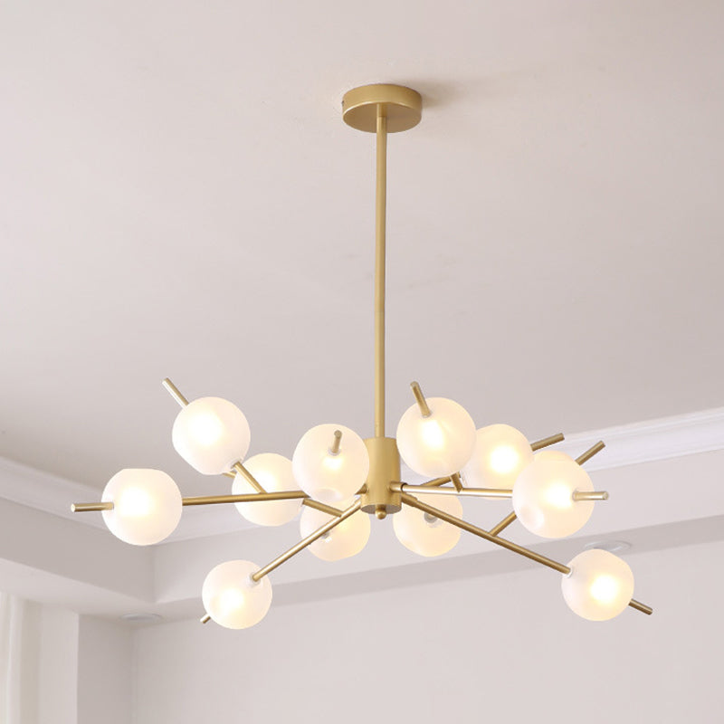 Modern Branch Chandelier Lamp Metal 9/12 Bulbs Bedroom Suspension Light in Black/Gold with Ball Acrylic Shade Insert Clearhalo 'Ceiling Lights' 'Chandeliers' 'Modern Chandeliers' 'Modern' Lighting' 1938457