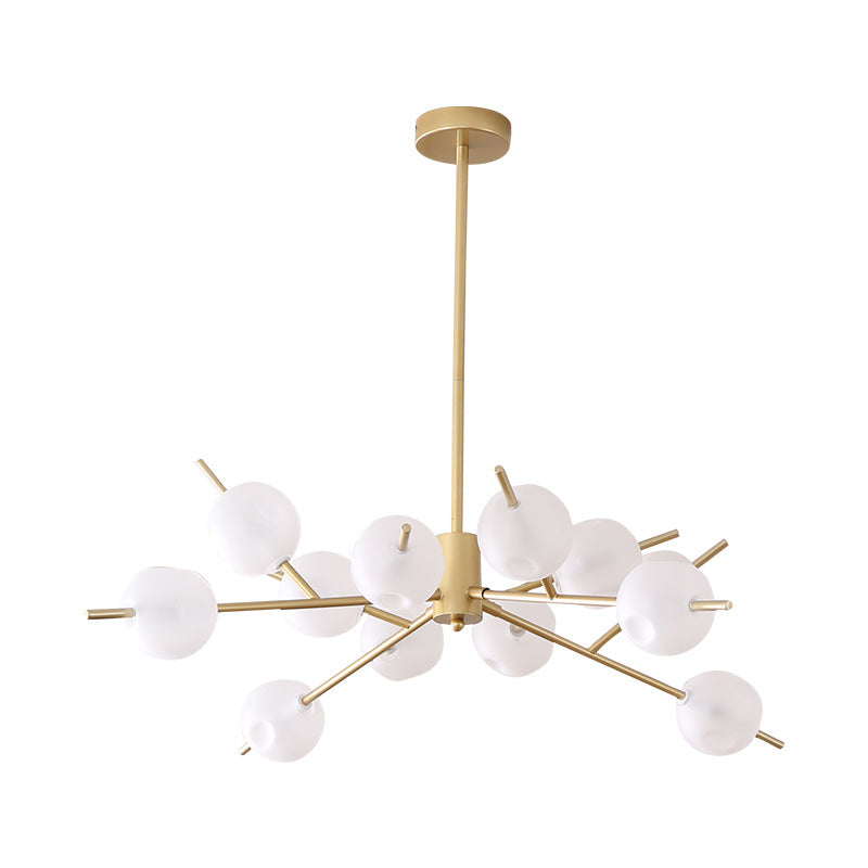 Modern Branch Chandelier Lamp Metal 9/12 Bulbs Bedroom Suspension Light in Black/Gold with Ball Acrylic Shade Insert Clearhalo 'Ceiling Lights' 'Chandeliers' 'Modern Chandeliers' 'Modern' Lighting' 1938458