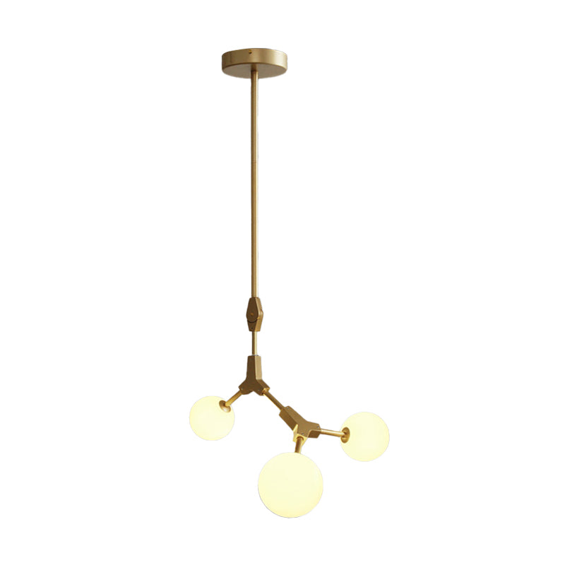 Molecular Chandelier Post-Modern Opal Orb Glass 3/5/7 Lights Sitting Room Hanging Light Fixture in Gold Clearhalo 'Ceiling Lights' 'Chandeliers' 'Modern Chandeliers' 'Modern' Lighting' 1938485