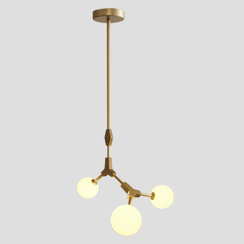 Molecular Chandelier Post-Modern Opal Orb Glass 3/5/7 Lights Sitting Room Hanging Light Fixture in Gold Clearhalo 'Ceiling Lights' 'Chandeliers' 'Modern Chandeliers' 'Modern' Lighting' 1938486