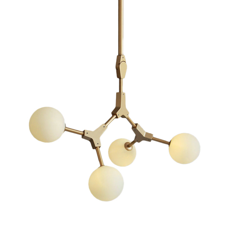 Molecular Chandelier Post-Modern Opal Orb Glass 3/5/7 Lights Sitting Room Hanging Light Fixture in Gold Clearhalo 'Ceiling Lights' 'Chandeliers' 'Modern Chandeliers' 'Modern' Lighting' 1938490