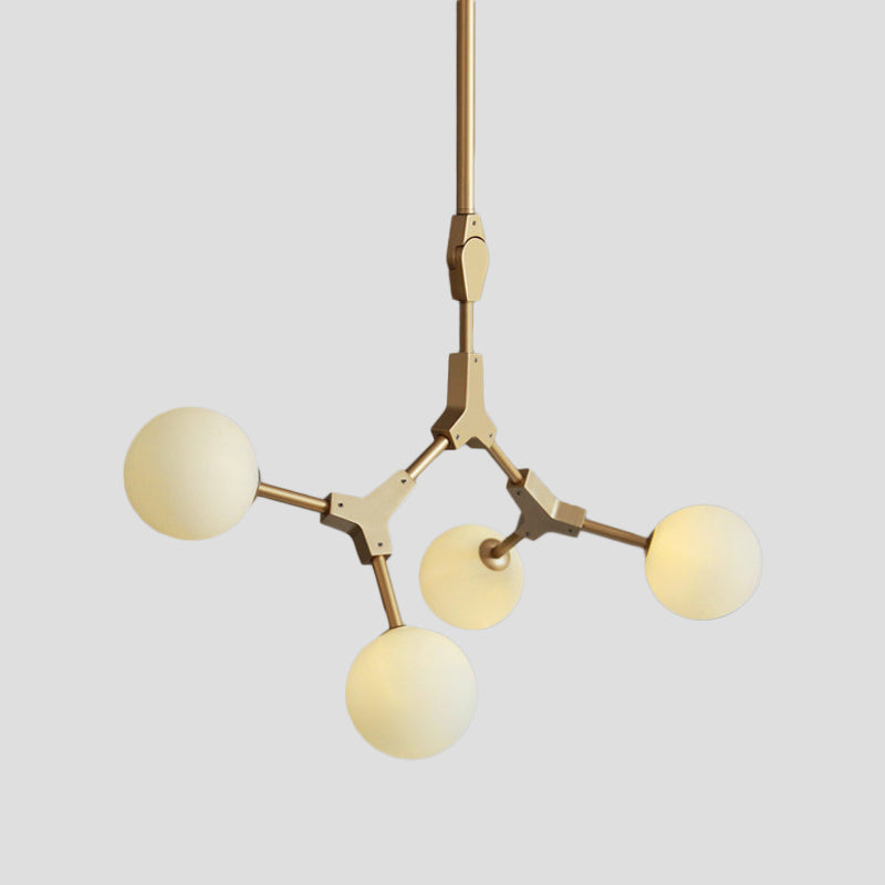 Molecular Chandelier Post-Modern Opal Orb Glass 3/5/7 Lights Sitting Room Hanging Light Fixture in Gold Clearhalo 'Ceiling Lights' 'Chandeliers' 'Modern Chandeliers' 'Modern' Lighting' 1938491