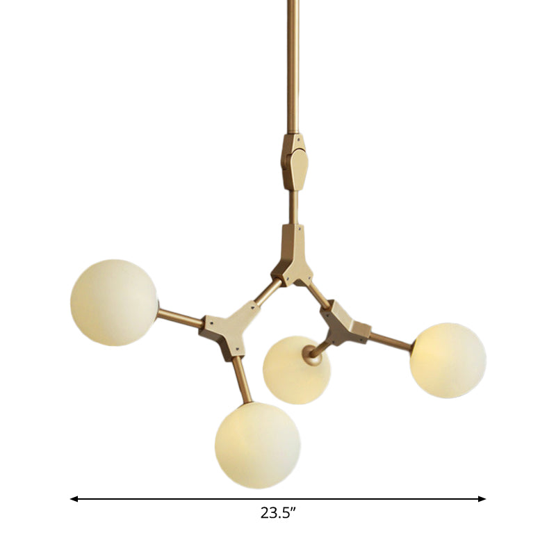 Molecular Chandelier Post-Modern Opal Orb Glass 3/5/7 Lights Sitting Room Hanging Light Fixture in Gold Clearhalo 'Ceiling Lights' 'Chandeliers' 'Modern Chandeliers' 'Modern' Lighting' 1938492