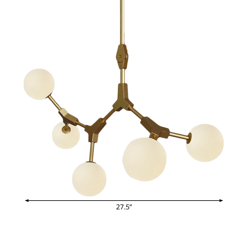 Molecular Chandelier Post-Modern Opal Orb Glass 3/5/7 Lights Sitting Room Hanging Light Fixture in Gold Clearhalo 'Ceiling Lights' 'Chandeliers' 'Modern Chandeliers' 'Modern' Lighting' 1938497