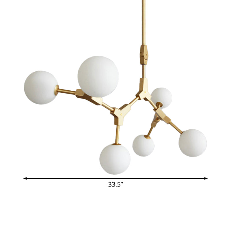 Molecular Chandelier Post-Modern Opal Orb Glass 3/5/7 Lights Sitting Room Hanging Light Fixture in Gold Clearhalo 'Ceiling Lights' 'Chandeliers' 'Modern Chandeliers' 'Modern' Lighting' 1938502