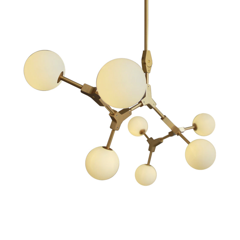 Molecular Chandelier Post-Modern Opal Orb Glass 3/5/7 Lights Sitting Room Hanging Light Fixture in Gold Clearhalo 'Ceiling Lights' 'Chandeliers' 'Modern Chandeliers' 'Modern' Lighting' 1938505