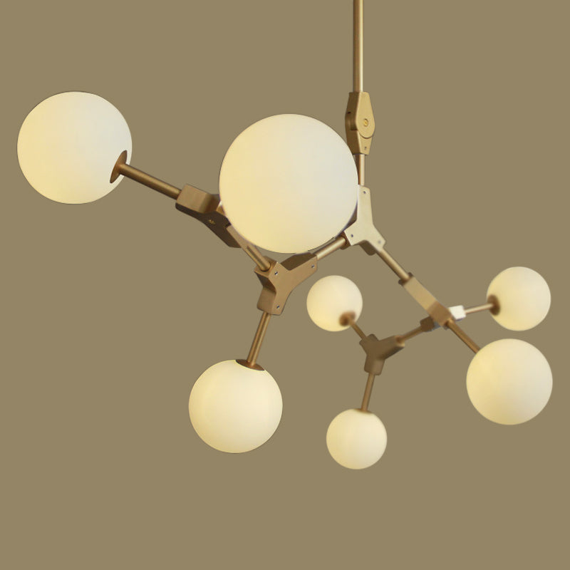 Molecular Chandelier Post-Modern Opal Orb Glass 3/5/7 Lights Sitting Room Hanging Light Fixture in Gold Clearhalo 'Ceiling Lights' 'Chandeliers' 'Modern Chandeliers' 'Modern' Lighting' 1938506