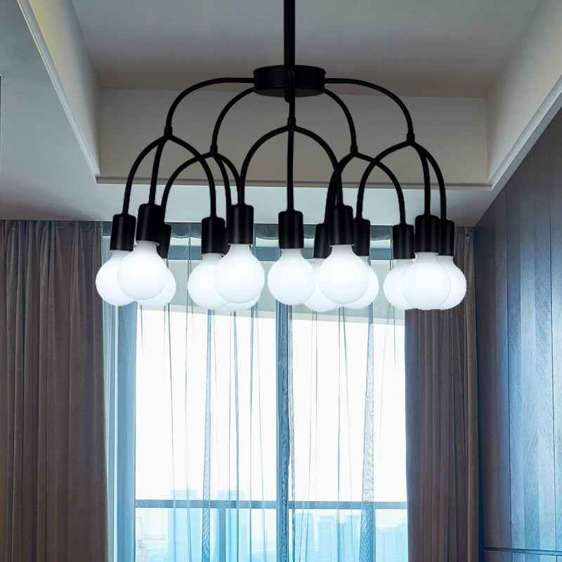 Metal Arched Arm Chandelier Multi-Head Contemporary Black/Gold Pendant Lamp for Living Room 15 Black Clearhalo 'Ceiling Lights' 'Chandeliers' 'Modern Chandeliers' 'Modern' Lighting' 193856