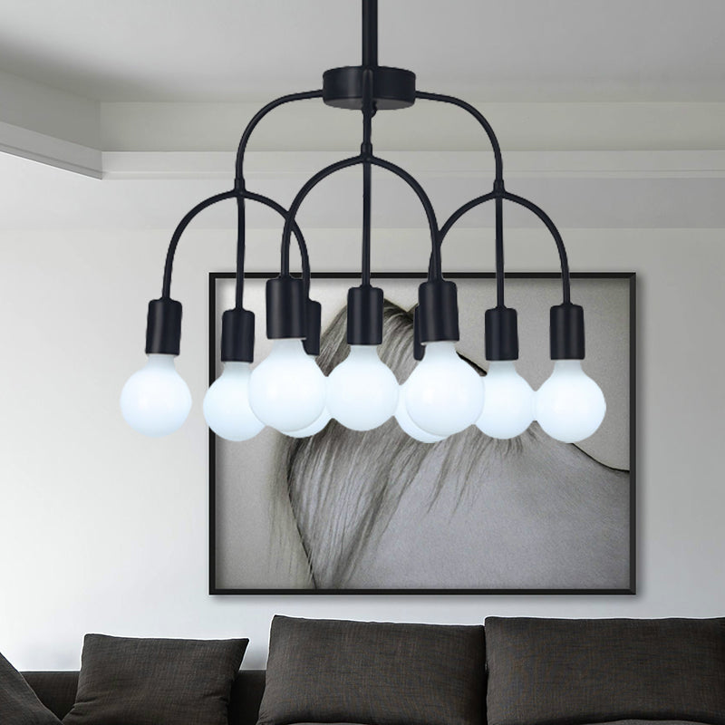 Metal Arched Arm Chandelier Multi-Head Contemporary Black/Gold Pendant Lamp for Living Room Clearhalo 'Ceiling Lights' 'Chandeliers' 'Modern Chandeliers' 'Modern' Lighting' 193858