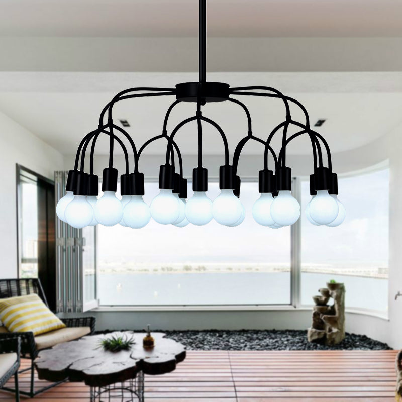 Metal Arched Arm Chandelier Multi-Head Contemporary Black/Gold Pendant Lamp for Living Room 21 Black Clearhalo 'Ceiling Lights' 'Chandeliers' 'Modern Chandeliers' 'Modern' Lighting' 193863