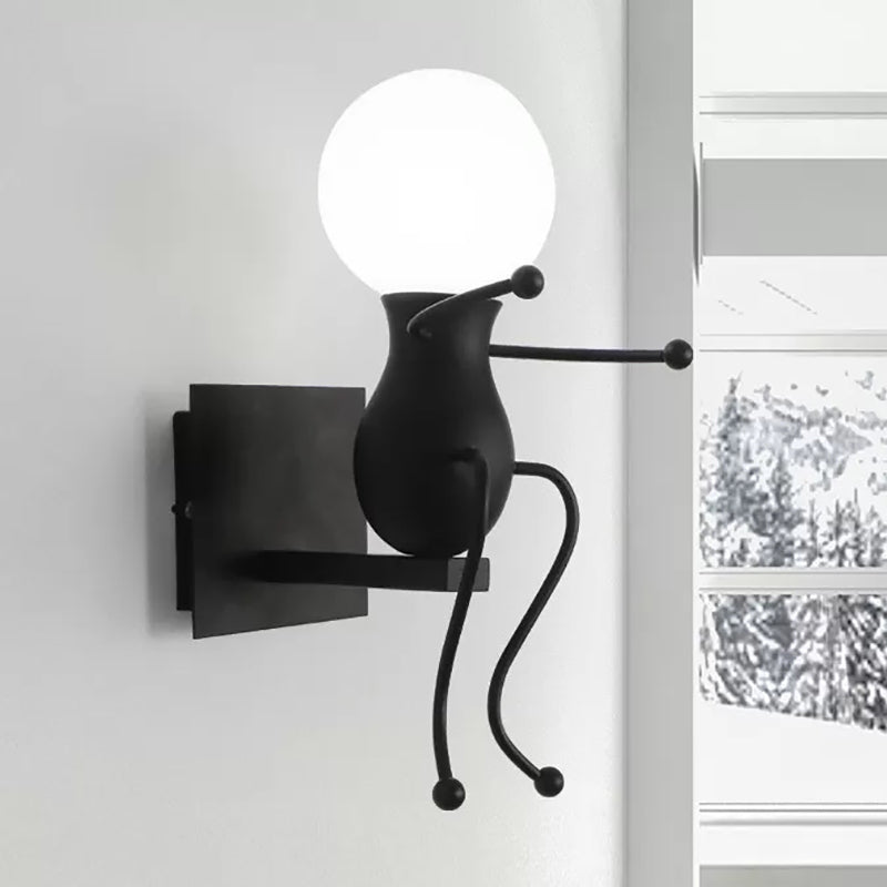 Contemporary Robot Wall Sconce Metal One Head Bare Bulb Wall Light for Hallway Clearhalo 'Wall Lamps & Sconces' 'Wall Lights' Lighting' 193880