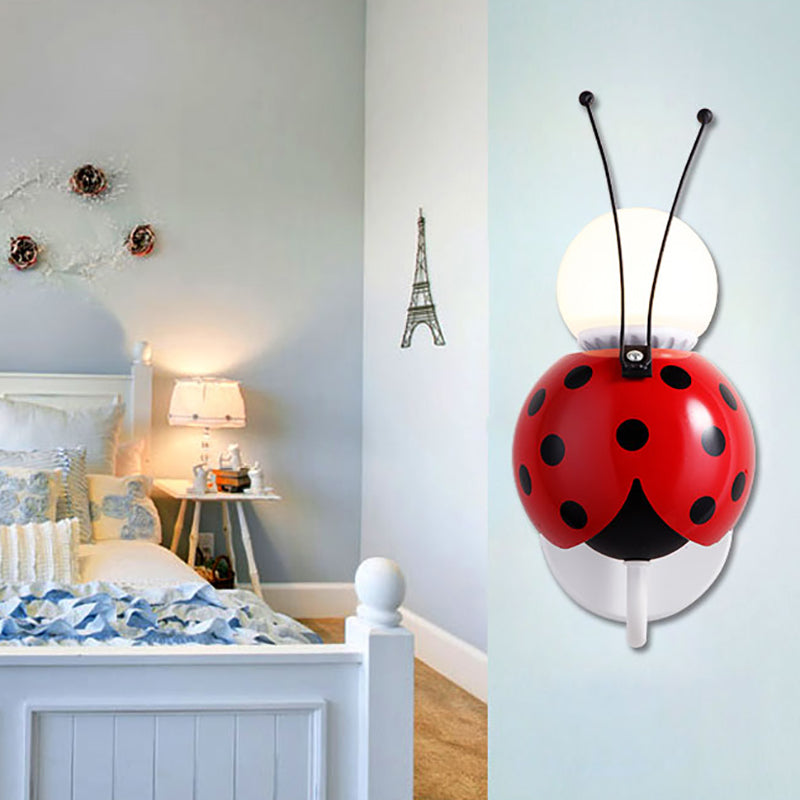 Red Ladybug Small Wall Light One Head Contemporary Plastic Wall Sconce for Stair Red Clearhalo 'Wall Lamps & Sconces' 'Wall Lights' Lighting' 193918