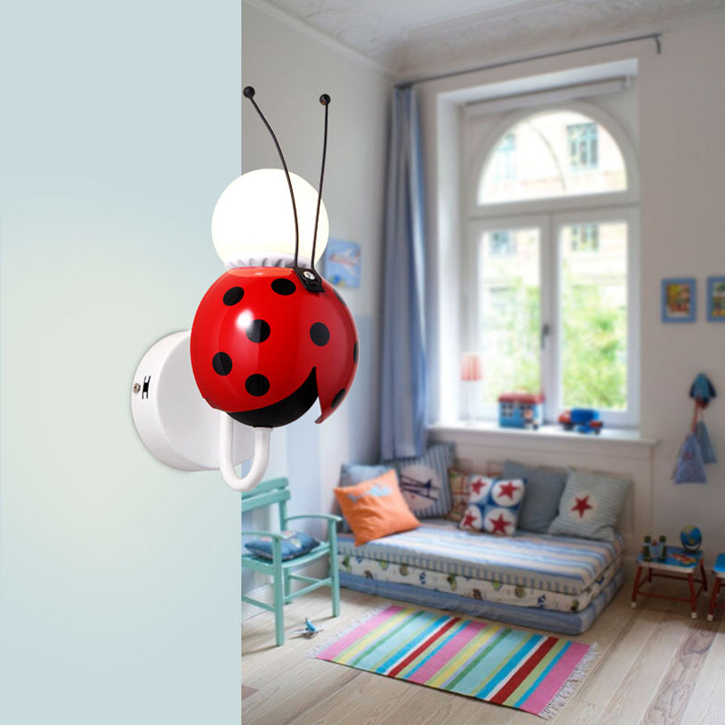 Red Ladybug Small Wall Light One Head Contemporary Plastic Wall Sconce for Stair Clearhalo 'Wall Lamps & Sconces' 'Wall Lights' Lighting' 193919