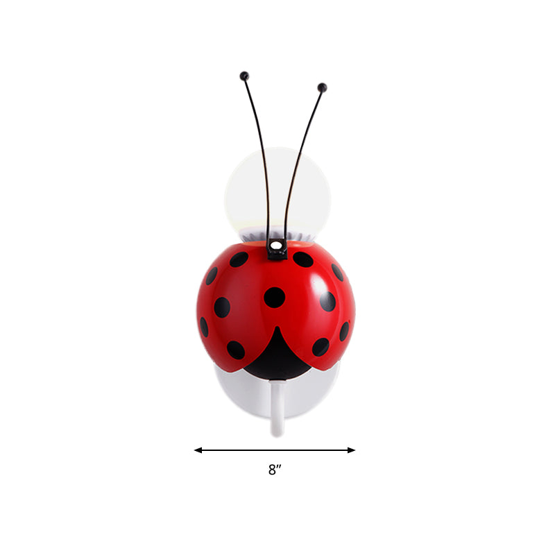 Red Ladybug Small Wall Light One Head Contemporary Plastic Wall Sconce for Stair Clearhalo 'Wall Lamps & Sconces' 'Wall Lights' Lighting' 193921