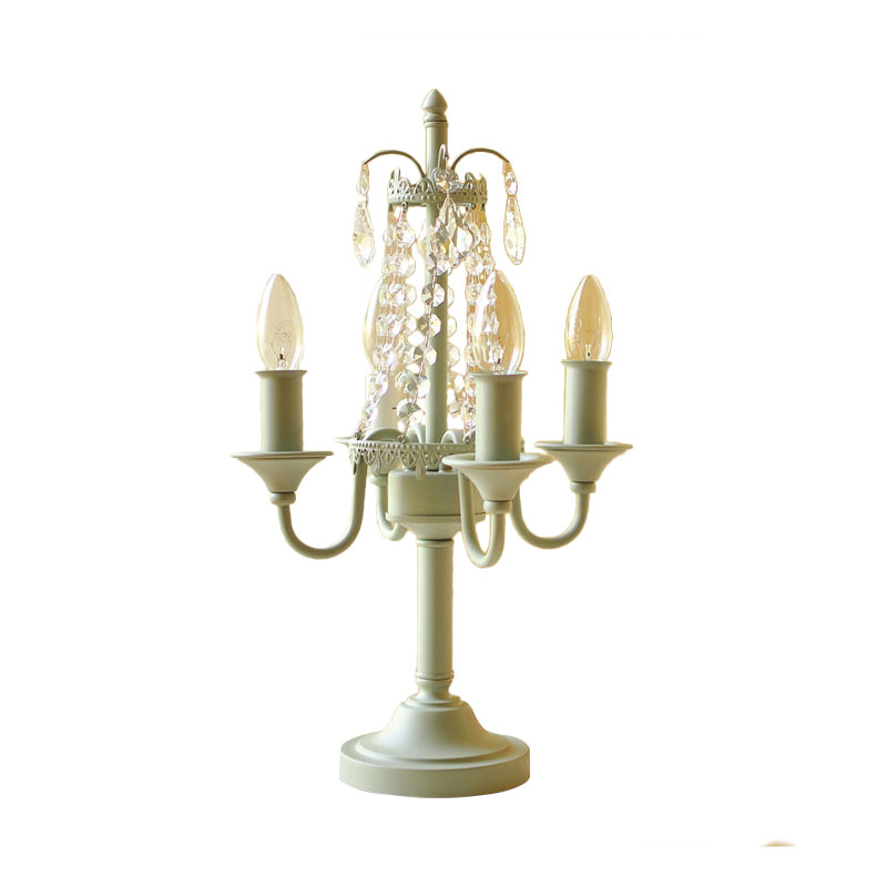 Living Room Candle Desk Light with Clear Crystal Bead Metal Traditional Style Table Light Green Clearhalo 'Lamps' 'Table Lamps' Lighting' 193943