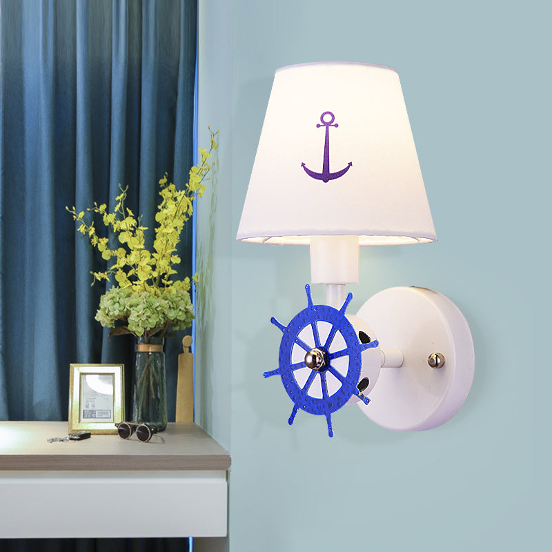 Seaside Anchor Wall Sconce Metal Wall Lamp in White for kid Bedroom White Clearhalo 'Wall Lamps & Sconces' 'Wall Lights' Lighting' 193985