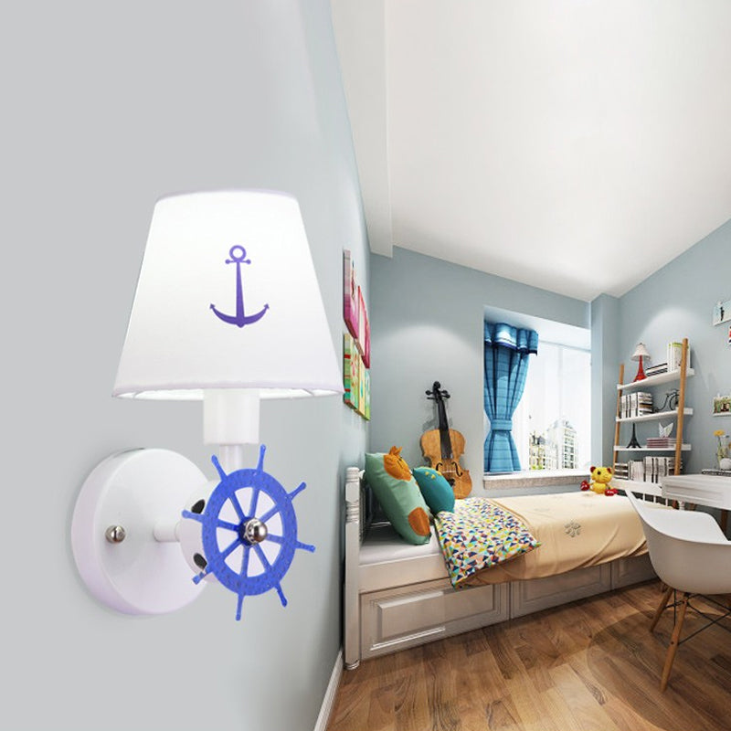 Seaside Anchor Wall Sconce Metal Wall Lamp in White for kid Bedroom Clearhalo 'Wall Lamps & Sconces' 'Wall Lights' Lighting' 193986