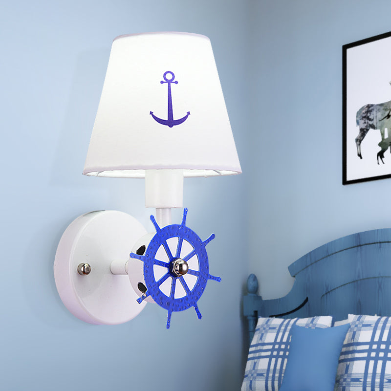 Seaside Anchor Wall Sconce Metal Wall Lamp in White for kid Bedroom Clearhalo 'Wall Lamps & Sconces' 'Wall Lights' Lighting' 193987