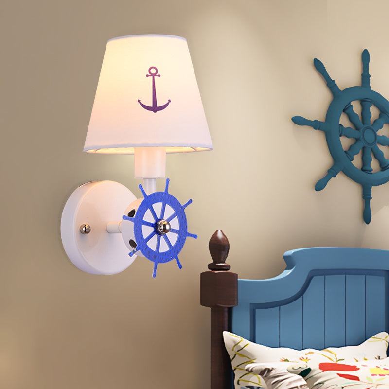 Seaside Anchor Wall Sconce Metal Wall Lamp in White for kid Bedroom Clearhalo 'Wall Lamps & Sconces' 'Wall Lights' Lighting' 193988