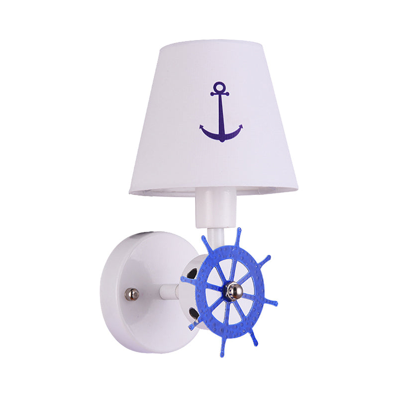 Seaside Anchor Wall Sconce Metal Wall Lamp in White for kid Bedroom Clearhalo 'Wall Lamps & Sconces' 'Wall Lights' Lighting' 193989