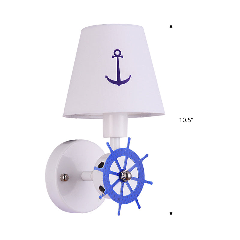 Seaside Anchor Wall Sconce Metal Wall Lamp in White for kid Bedroom Clearhalo 'Wall Lamps & Sconces' 'Wall Lights' Lighting' 193990