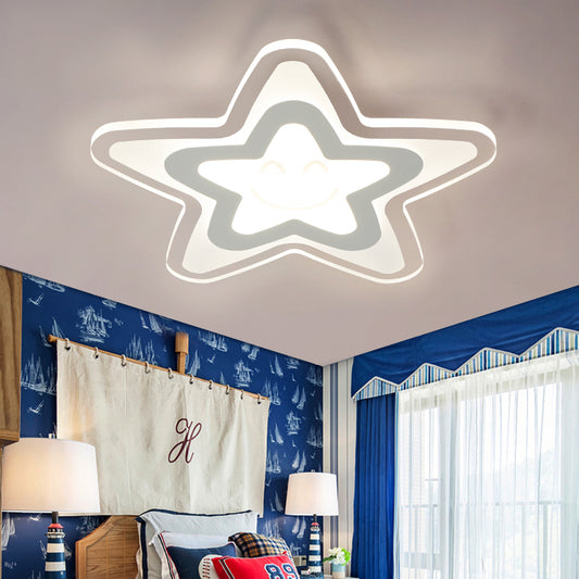 Lovely Star Shaped Flush Ceiling Light Acrylic LED Ceiling Lamp in White for Boys Bedroom White Clearhalo 'Ceiling Lights' 'Close To Ceiling Lights' 'Close to ceiling' 'Flush mount' Lighting' 194040