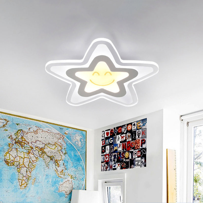 Lovely Star Shaped Flush Ceiling Light Acrylic LED Ceiling Lamp in White for Boys Bedroom Clearhalo 'Ceiling Lights' 'Close To Ceiling Lights' 'Close to ceiling' 'Flush mount' Lighting' 194041