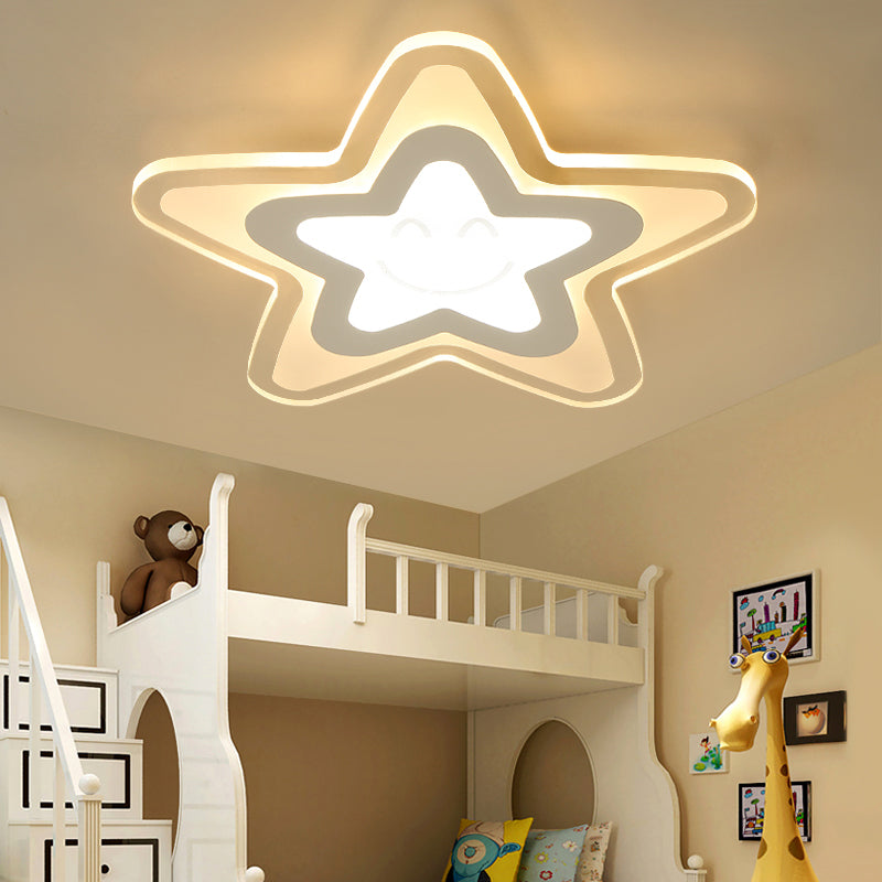 Lovely Star Shaped Flush Ceiling Light Acrylic LED Ceiling Lamp in White for Boys Bedroom Clearhalo 'Ceiling Lights' 'Close To Ceiling Lights' 'Close to ceiling' 'Flush mount' Lighting' 194042