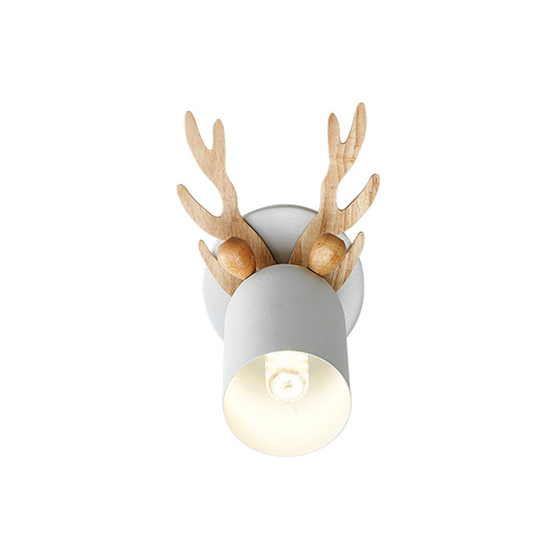 Nordic Stylish Wall Light Tapered Shade 1 Light Metal Wall Sconce with Antlers for Living Room Clearhalo 'Wall Lamps & Sconces' 'Wall Lights' Lighting' 194138