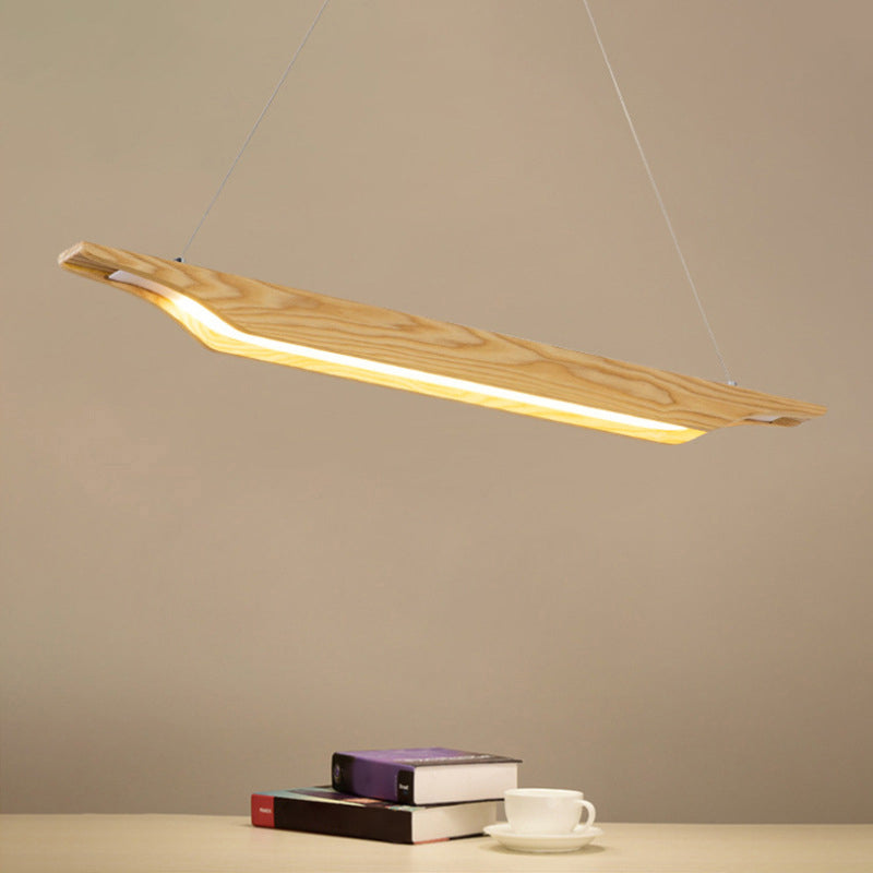 Linear Wooden Pendant Lighting Modern Led Beige Hanging Ceiling Lamp Fixture in White/Warm/Natural Light Wood Clearhalo 'Ceiling Lights' 'Modern Pendants' 'Modern' 'Pendant Lights' 'Pendants' Lighting' 1942161