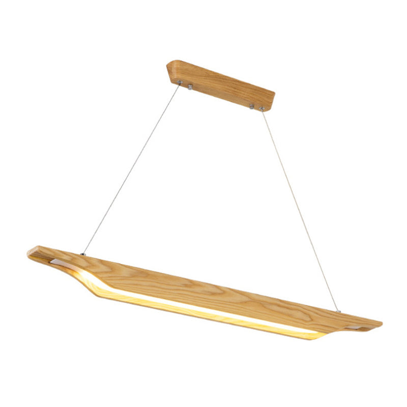 Linear Wooden Pendant Lighting Modern Led Beige Hanging Ceiling Lamp Fixture in White/Warm/Natural Light Clearhalo 'Ceiling Lights' 'Modern Pendants' 'Modern' 'Pendant Lights' 'Pendants' Lighting' 1942164