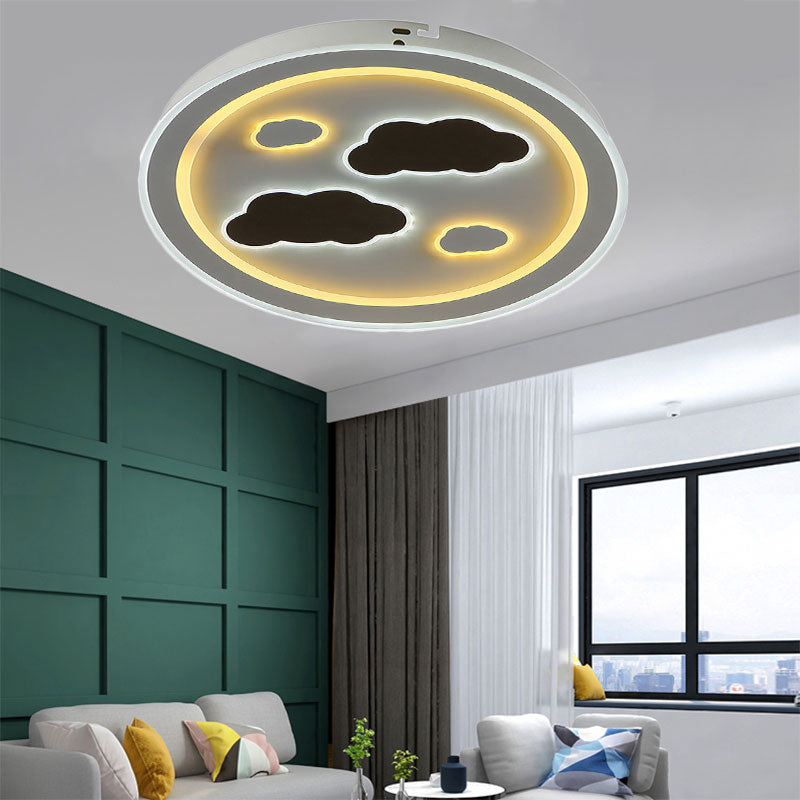 Round LED Flush Mount Light Art Acrylic Ceiling Lamp in White Finish for Adult Bedroom White Cloud Clearhalo 'Ceiling Lights' 'Close To Ceiling Lights' 'Close to ceiling' 'Flush mount' Lighting' 194304