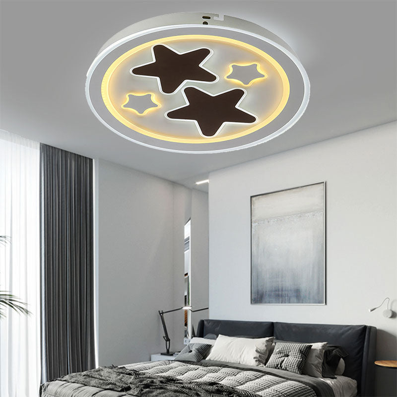 Round LED Flush Mount Light Art Acrylic Ceiling Lamp in White Finish for Adult Bedroom White Star Clearhalo 'Ceiling Lights' 'Close To Ceiling Lights' 'Close to ceiling' 'Flush mount' Lighting' 194307