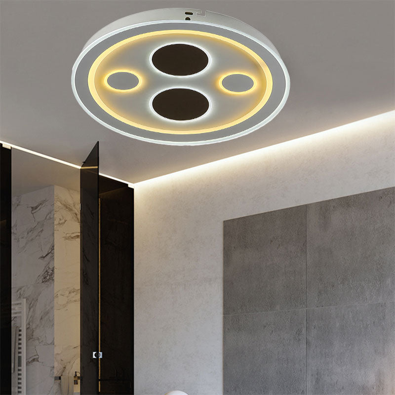 Round LED Flush Mount Light Art Acrylic Ceiling Lamp in White Finish for Adult Bedroom White Round Clearhalo 'Ceiling Lights' 'Close To Ceiling Lights' 'Close to ceiling' 'Flush mount' Lighting' 194313